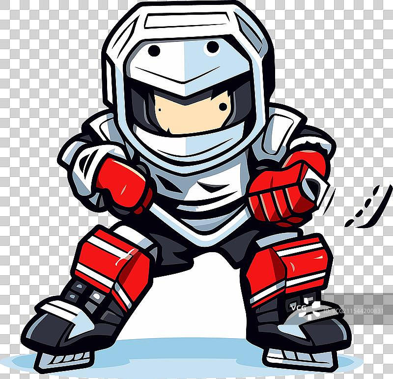 戴着头盔和手套的冰球运动员在白色背景上图片素材