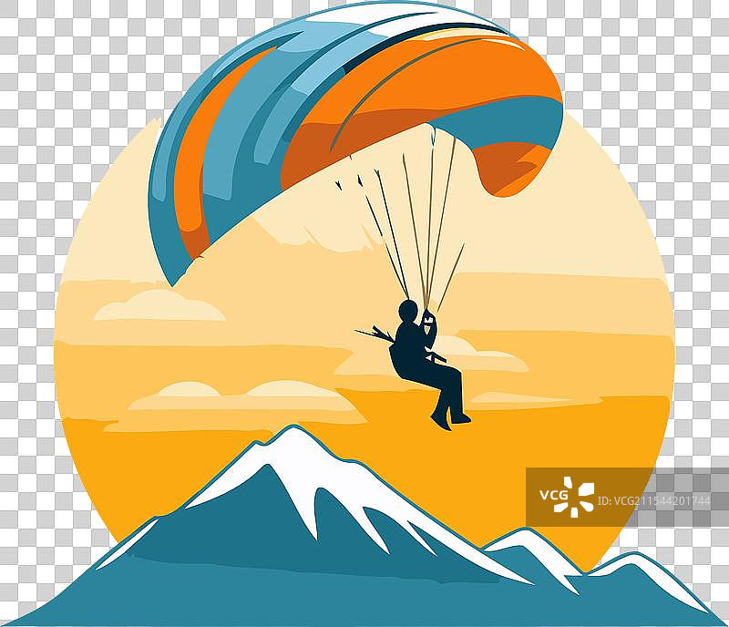 滑翔伞在山脉上空飞行图片素材