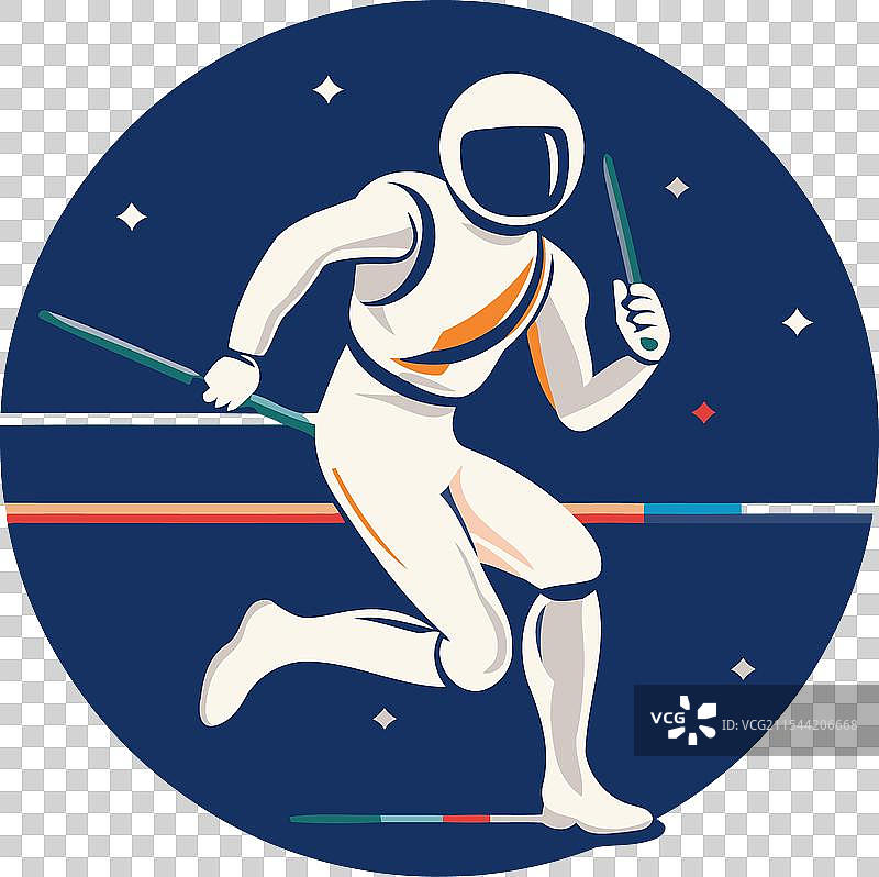 平面设计风格的击剑图标，击剑运动图片素材