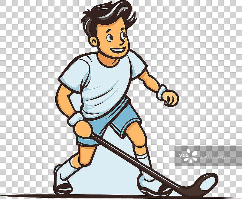一个打冰球的卡通男子图片素材