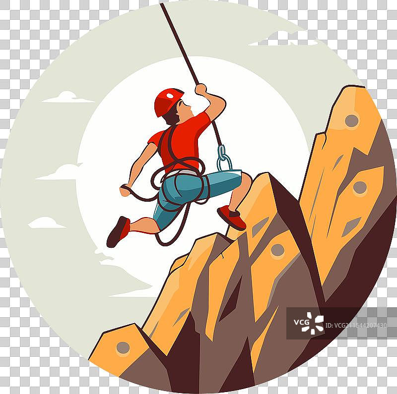 卡通风格的悬崖攀登者图片素材