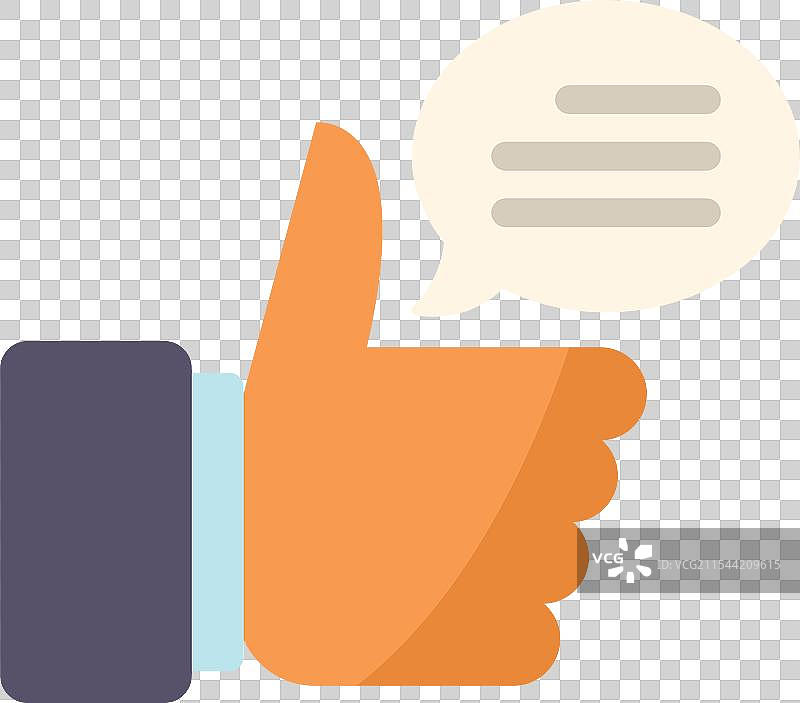 手势竖起大拇指，带有对话气泡图片素材