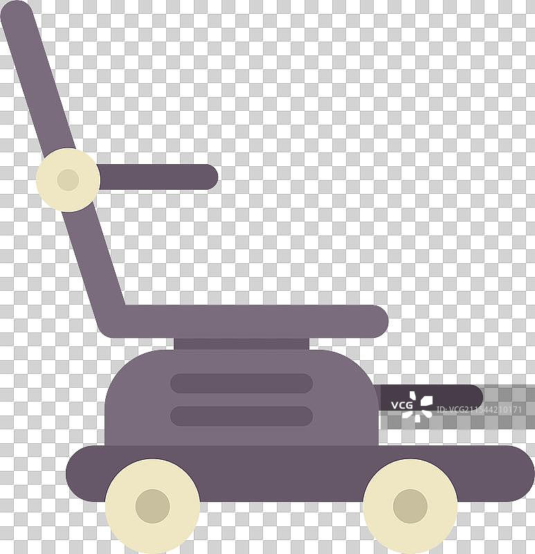 电动割草机侧视图在花园中割草图片素材