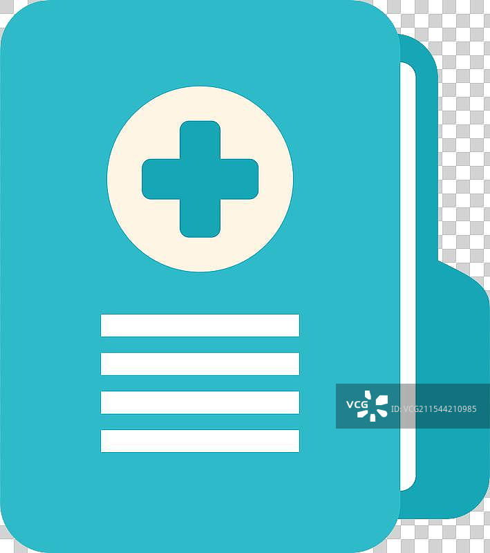 蓝色医疗文件夹图标，展示医疗保健主题图片素材