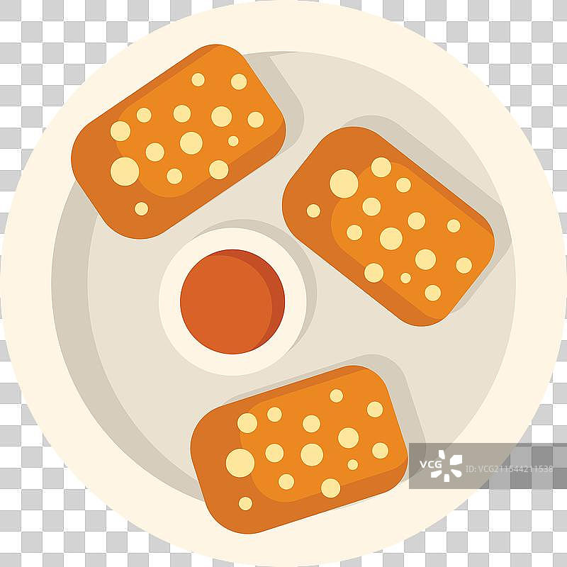 圆盘上放着三根裹粉鸡柳图片素材