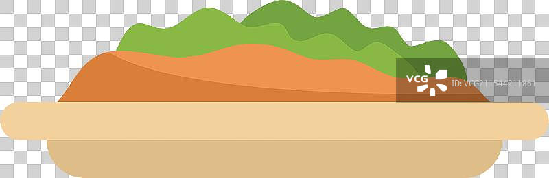 装有食物的矩形盘子，上面覆盖着绿色。图片素材