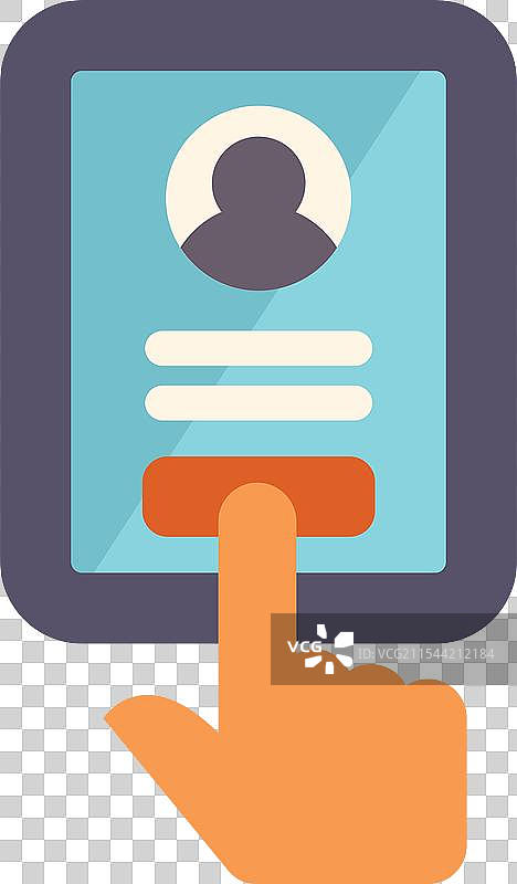 手指轻触智能手机屏幕以访问个人信息图片素材