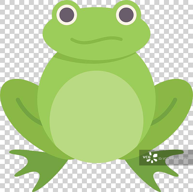 微笑的卡通角色绿色青蛙坐着图片素材