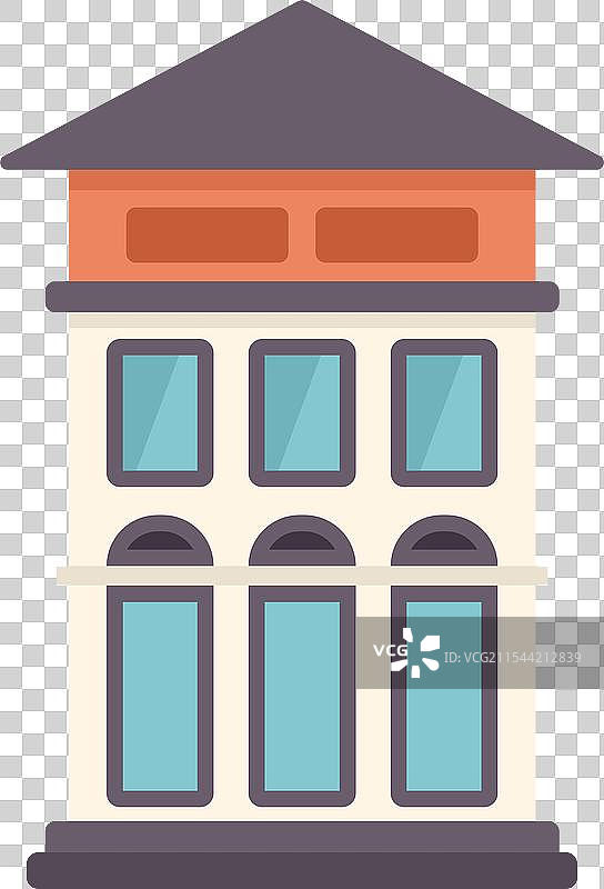 带阁楼和拱形窗户的三层建筑图片素材