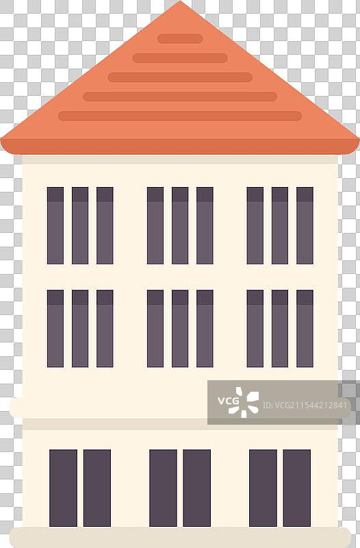 一座带窗户的大楼矗立在下面图片素材