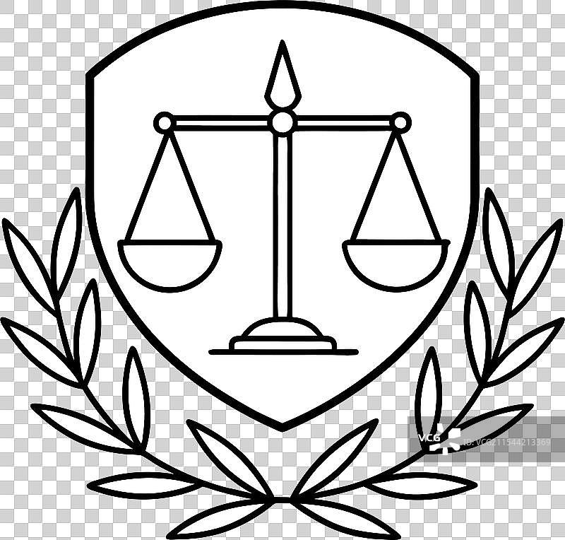 简单的正义天平图标线条艺术图片素材