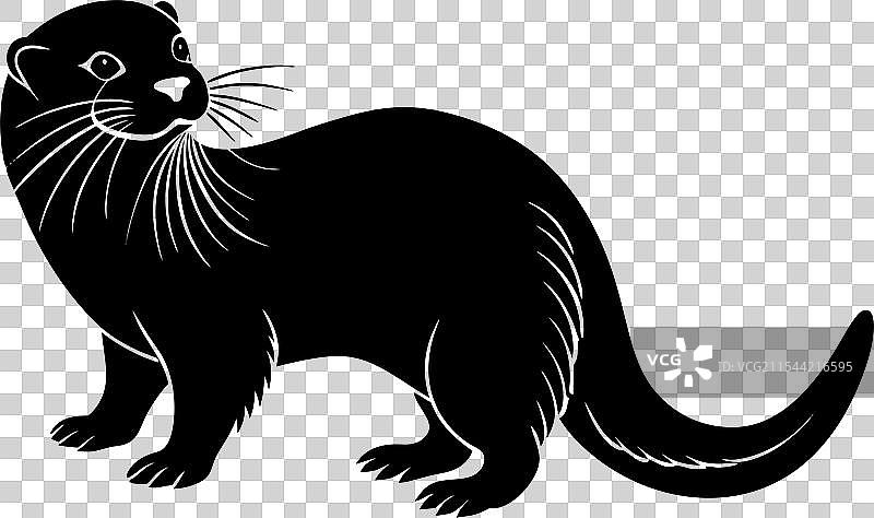 水獺剪影艺术图片素材