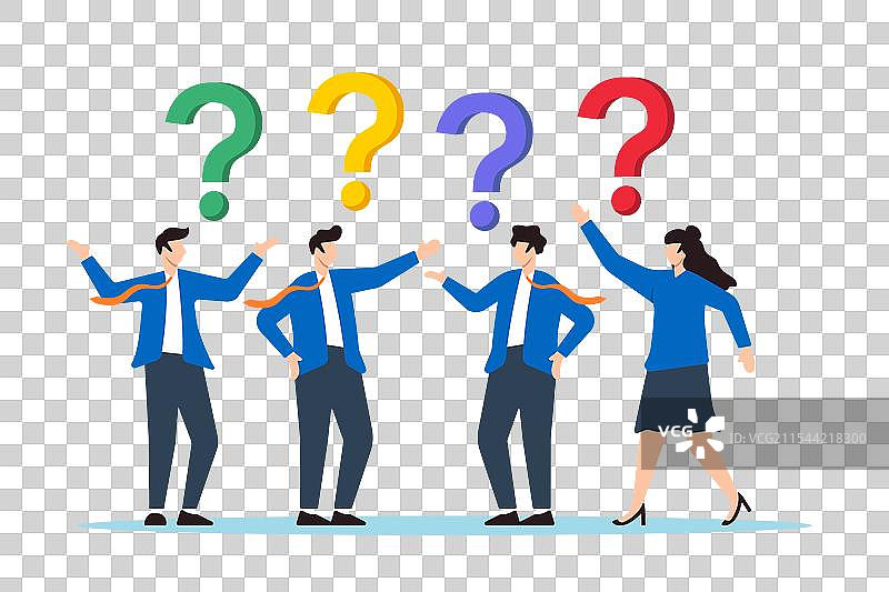 一群商务人士带着疑问的表情在讨论图片素材