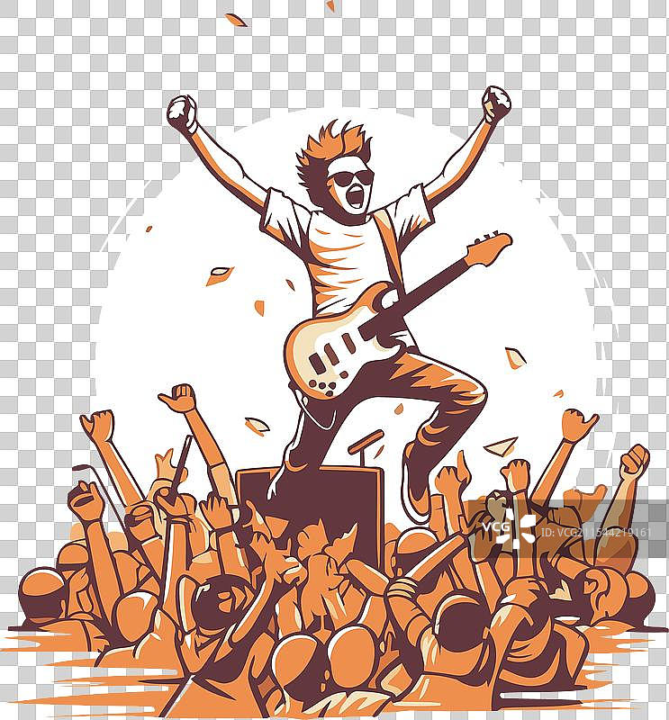 摇滚乐队的吉他手在音乐节上演出图片素材