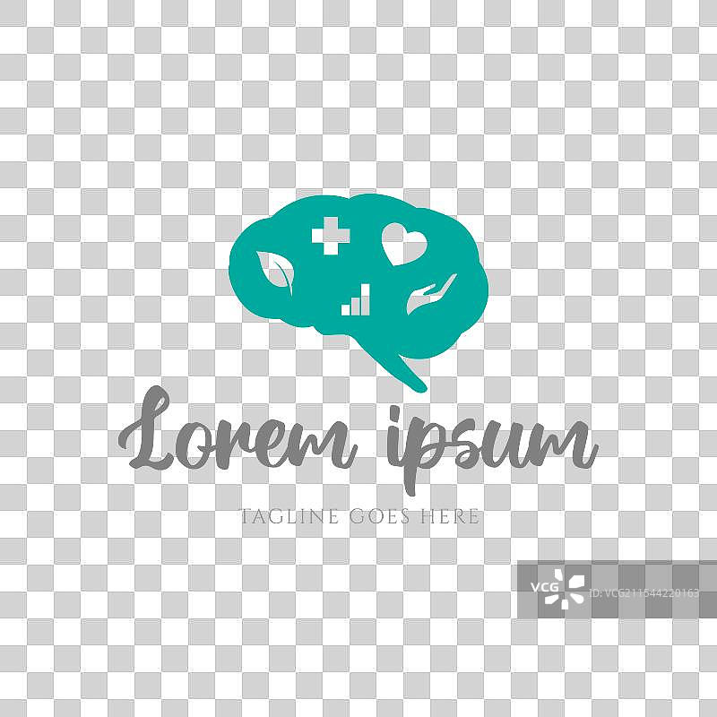 简单现代的大脑心理健康治疗图标标志图片素材