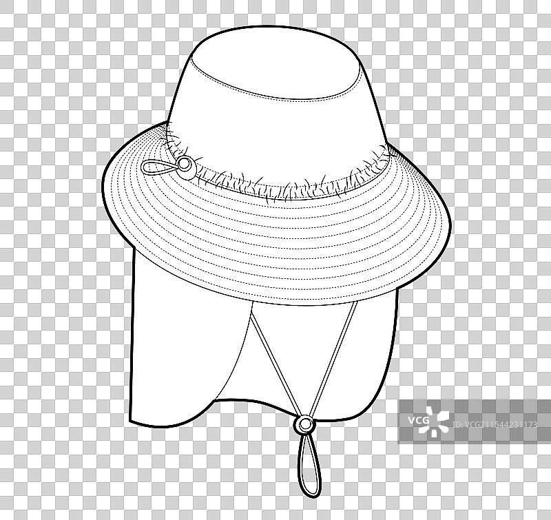 可调节的沙哈拉户外桶帽，带绳索图片素材