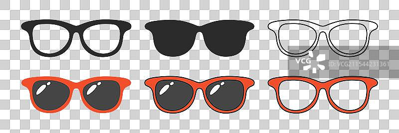 平框眼镜图标集，太阳镜图片素材