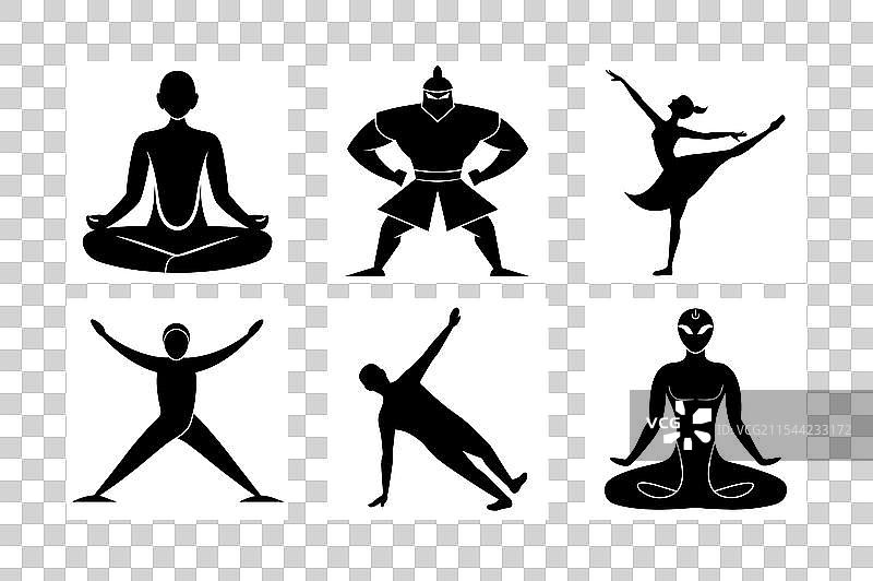 瑜伽姿势剪影合集图片素材