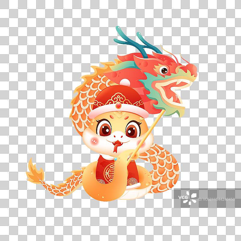 国潮风2025蛇年十二生肖巳蛇3D卡通形象插画图片素材