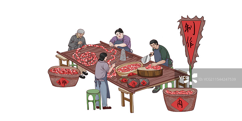 腊肉制作流程图片素材