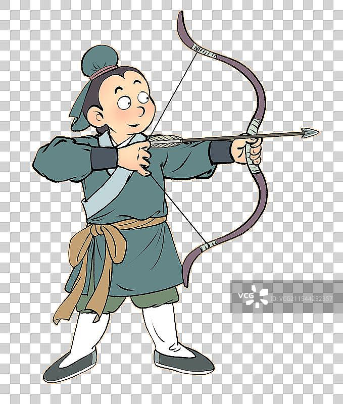 射箭的后羿卡通漫画神话人物元素图片素材