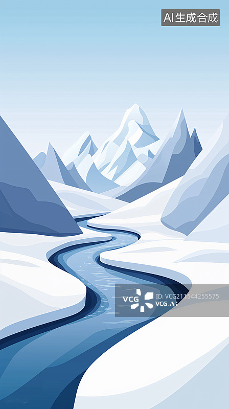 【AI数字艺术】冰川峡谷的静谧之美图片素材