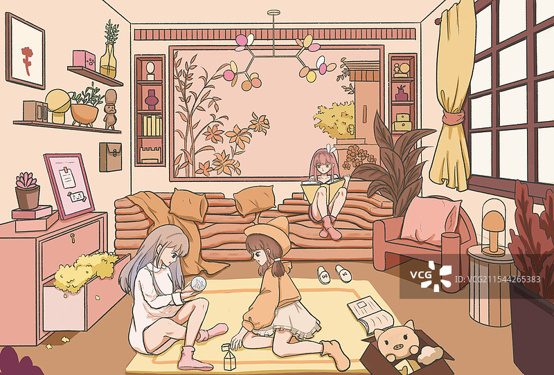 室内女孩图片素材