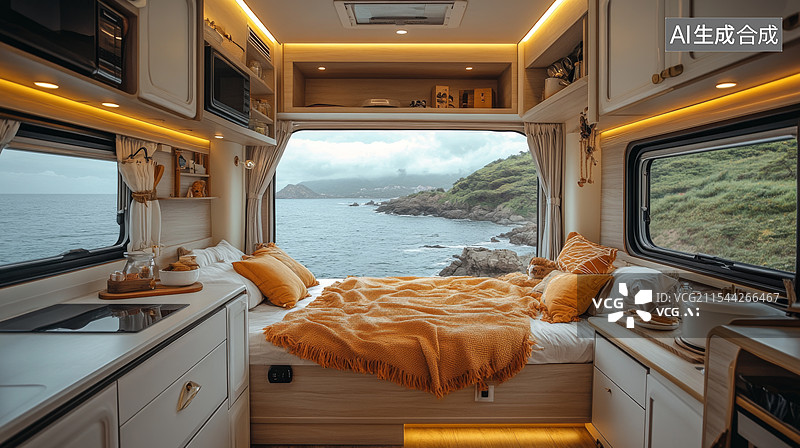 【AI数字艺术】房车旅行房车行驶自驾游图片素材