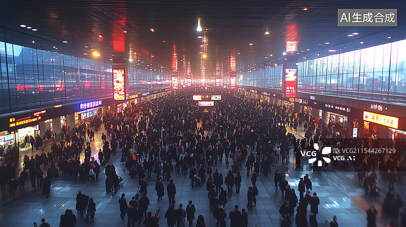 【AI数字艺术】春运 回家过年 人山人海图片素材
