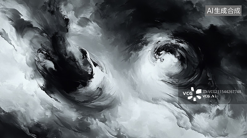 【AI数字艺术】水墨背景 古风背景 太极阴阳图片素材
