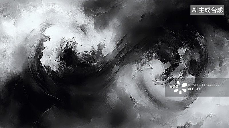 【AI数字艺术】水墨背景 古风背景 太极阴阳图片素材