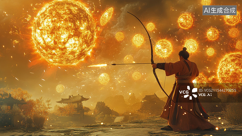【AI数字艺术】后羿射日图片素材