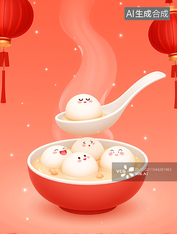 【AI数字艺术】卡通可爱汤圆立冬冬至元宵节素材矢量插画图片素材