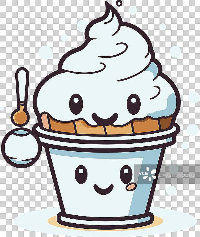 可爱的卡通风格冰淇淋杯子蛋糕图片素材