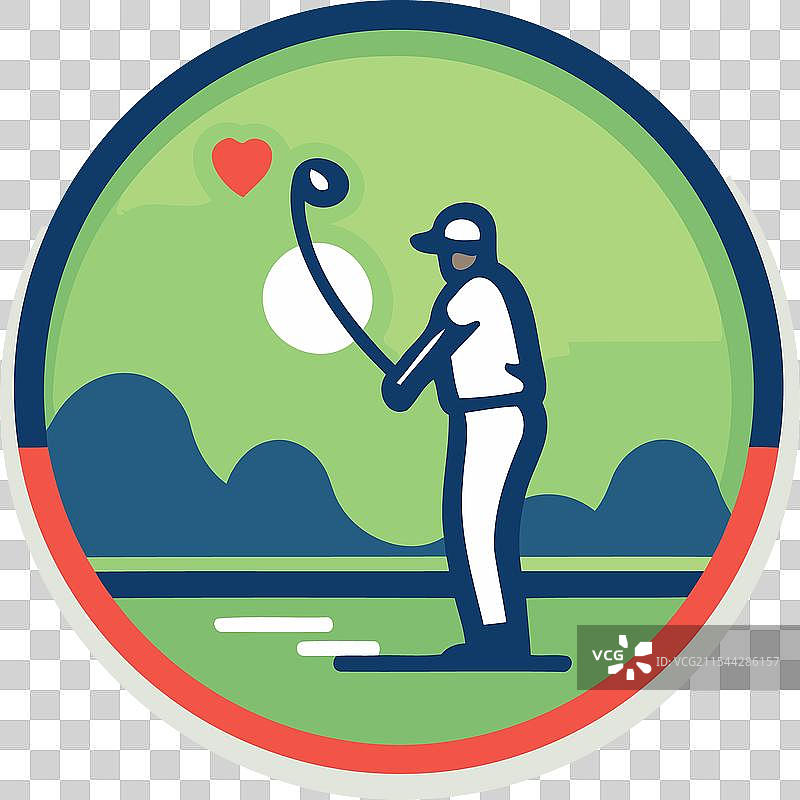 高尔夫球场上的高尔夫球手与球图片素材