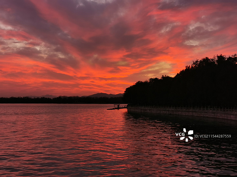 北京颐和园的晚霞图片素材