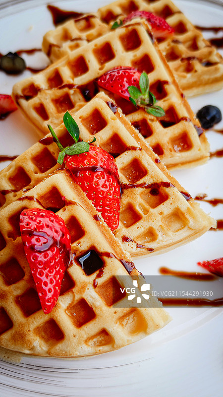 下午茶点心水果松饼特写图片素材