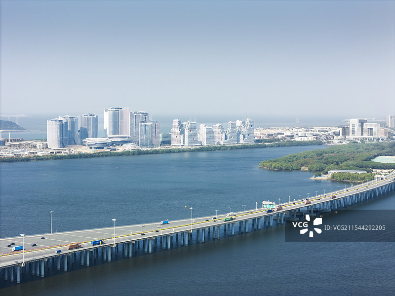 深圳前海大铲湾企鹅岛及沿江高速航拍图片素材