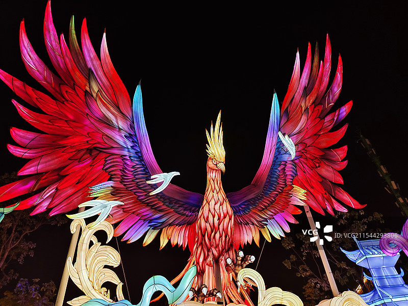 武汉花博汇 凤舞九天 非遗花灯 新春灯会 节日气氛 夜景图片素材