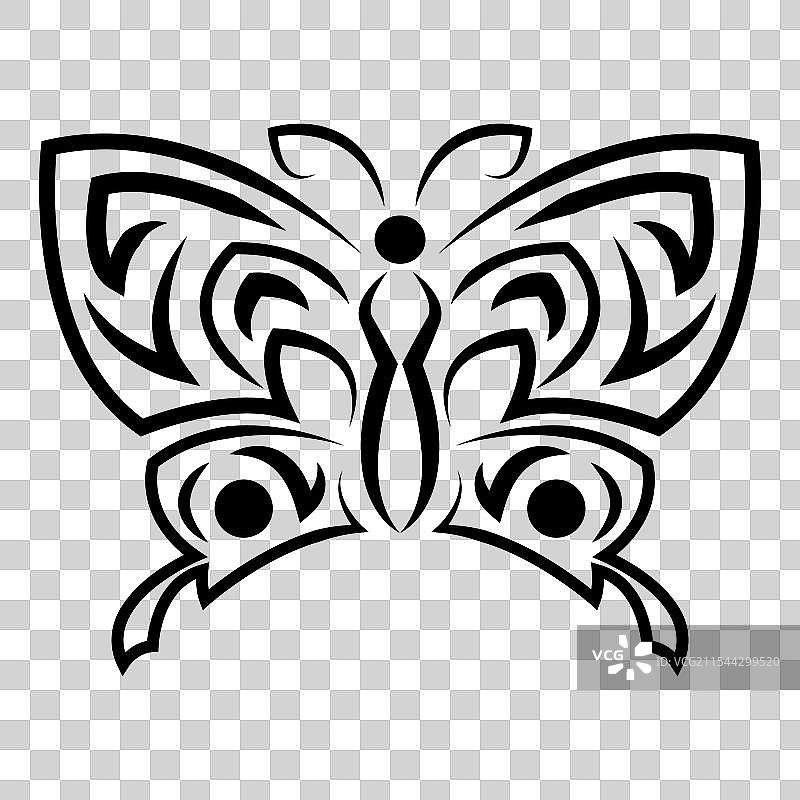 黑白蝴蝶线条艺术图片素材