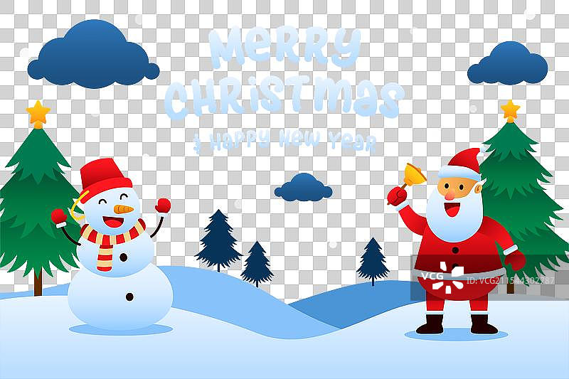 雪人和圣诞老人圣诞夜问好图片素材