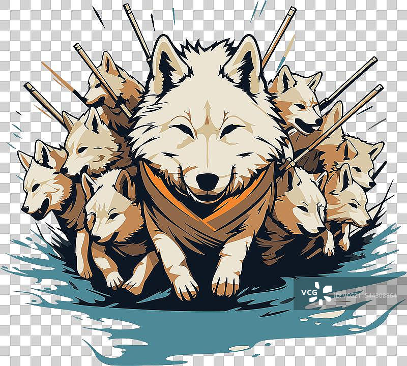 萨摩耶犬狩猎俱乐部T恤印刷设计图片素材