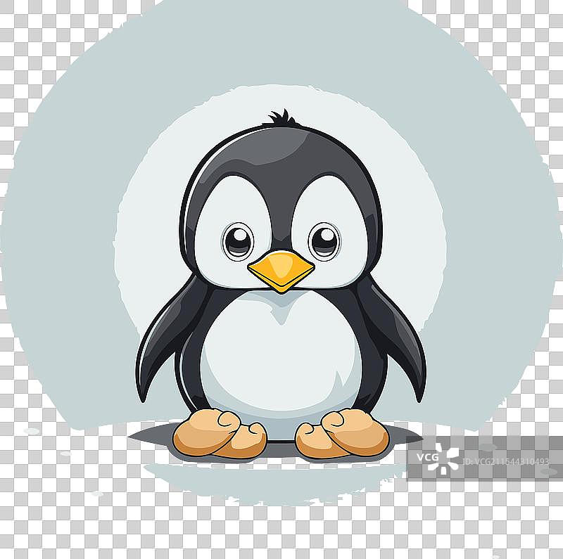 可爱的卡通企鹅坐在地上图片素材