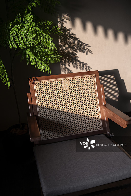 阳光下的藤椅图片素材