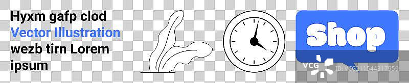 在线零售店促销与时钟植物图片素材