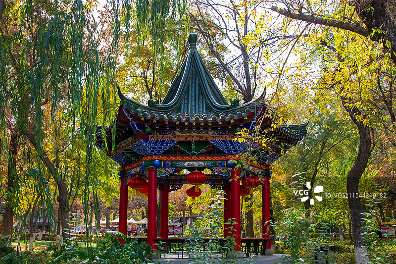 乌鲁木齐人民公园秋景图片素材