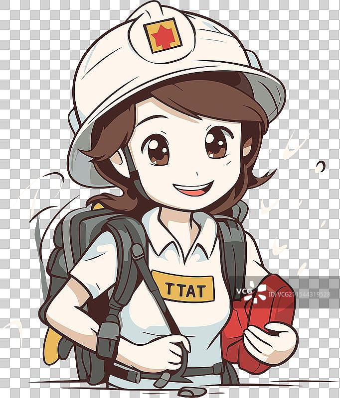 一位年轻的女消防员手持急救包图片素材