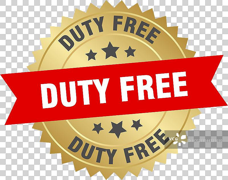 免税店 免税店 圆形红色和金色标签图片素材