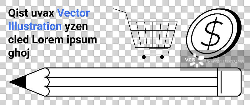 简约设计，带有购物车和铅笔图片素材