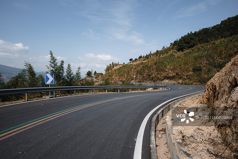 山腰上的柏油路图片素材